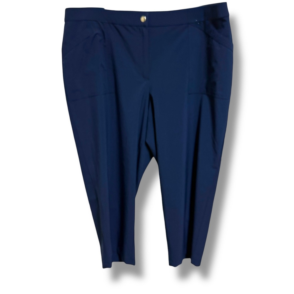Weekends by Chico's Navy Blue Crop Pants Stretch Tapered Trousers Size 3 XL 16